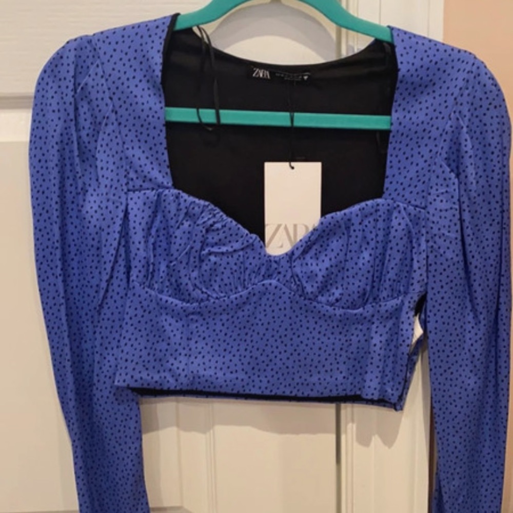 Zara long sleeve cropped shirt.